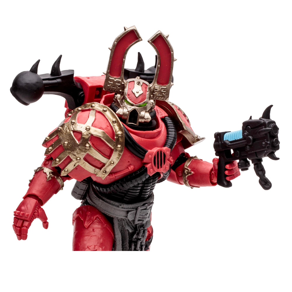 McFarlane Toys World Eaters Khorne Berzerker figure in action pose showing chain weapon.