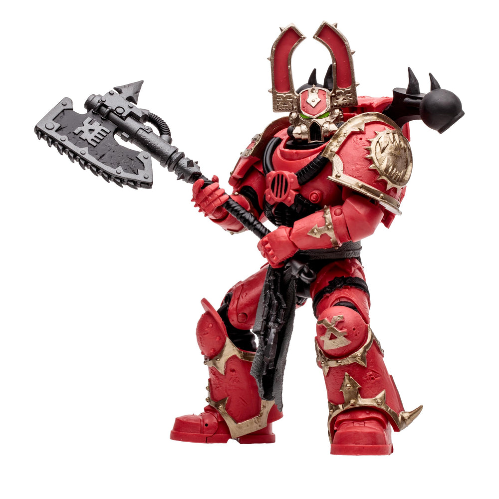 McFarlane Toys World Eaters Khorne Berzerker figure front view with detailed armor.
