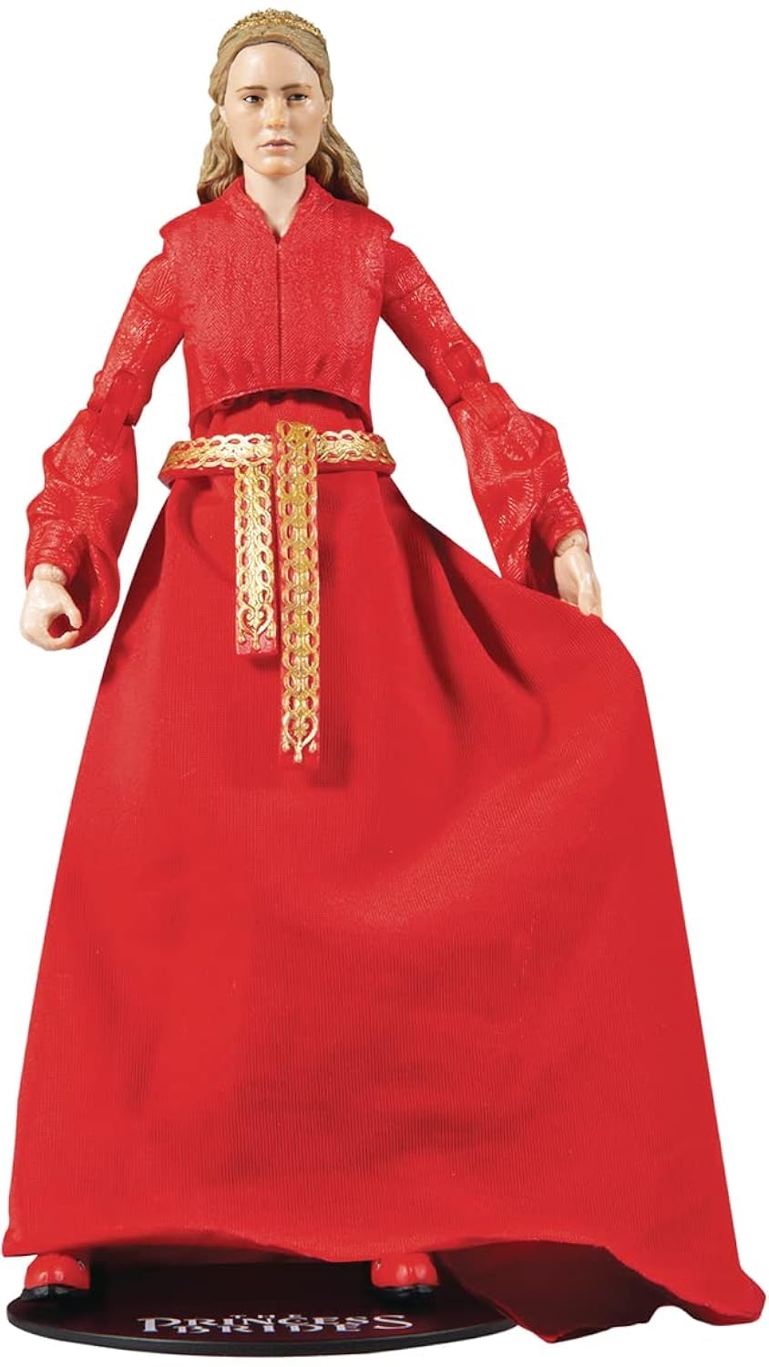 McFarlane Toys Princess Buttercup in red dress, 7-inch figure for display.