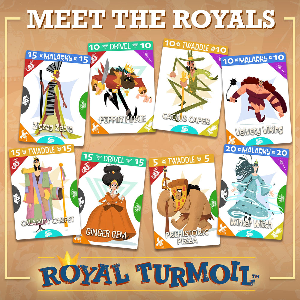 McKenna Games Royal Turmoil royal cards showcasing strategic play possibilities.