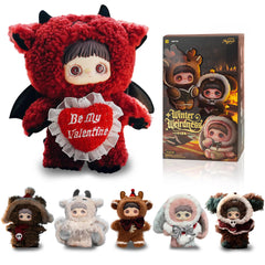 Mckkymi Maymei plush blind box in festive setup for gifting anticipation