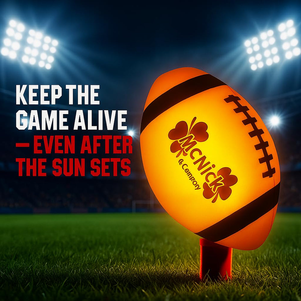 MCNICK & COMPANY Glow Football during night game under stadium lights