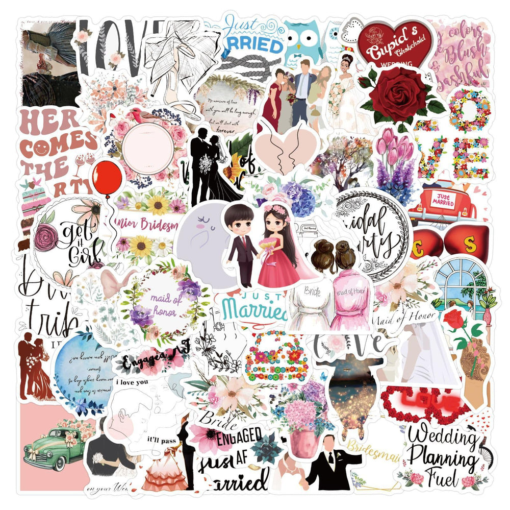 Mcxywmsp wedding stickers 60pcs for scrapbooks with durable waterproof coating