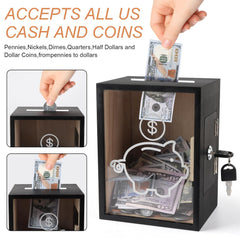 Mczxon lockable piggy bank highlights accessible savings with keys.