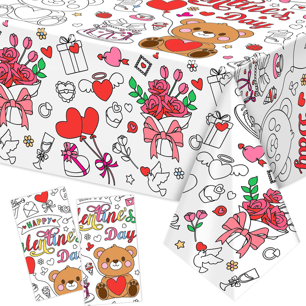 MDCGFOD valentine tablecloth poster 54x108 for classroom coloring and mess-free crafts