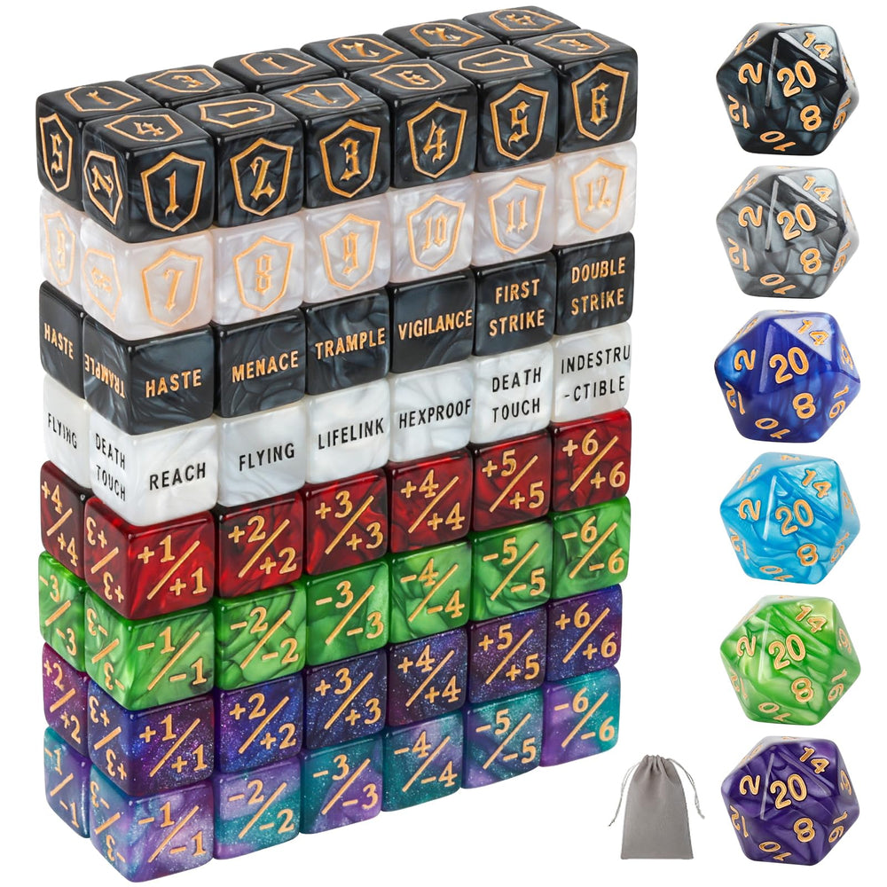 MDDSHGG 102-piece MTG dice counters set shields for quick life tracking