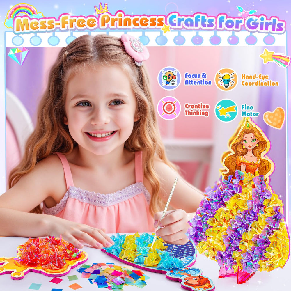 MDINGTD Poke Art Princess kit color squares highlights vibrant fabrics for imaginative gowns.