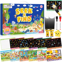Meaicezli Seek and Find with flashlight mats encourages exploration during travel and car rides.