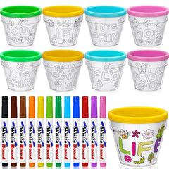 Meanplan paint your own flower pot kit with 16 pots ready for spring decorating