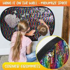 Meavia giant sequin mat offers vibrant sensory feedback during family play