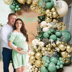 MEBAY Sage Green 10-inch balloons brighten the arch with shimmer