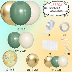 MEBAY Sage Green arch kit 18-inch balloons for bold focal points