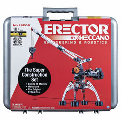 Meccano Erector 25-in-1 crane models invite young builders to explore versatile constructions.