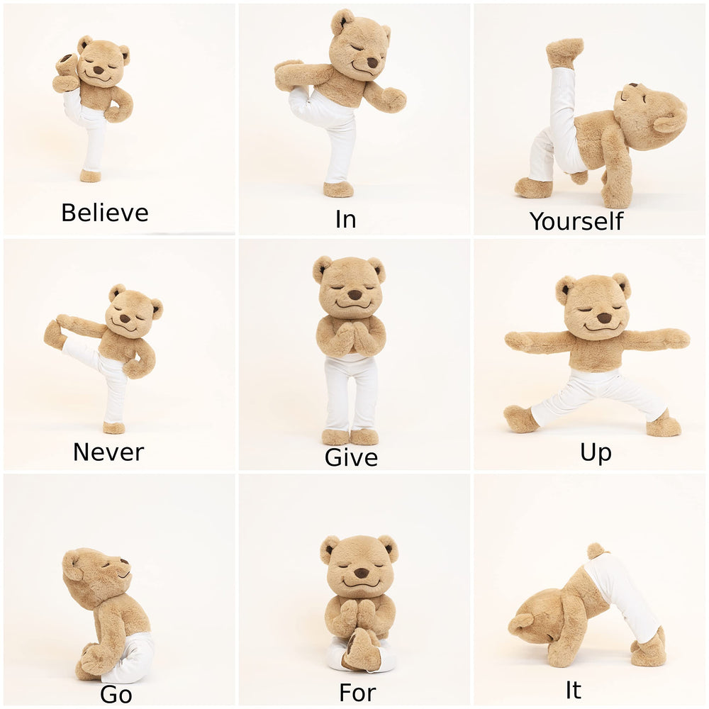Meddy Teddy The Yoga Bear small size with big message displayed for encouragement.