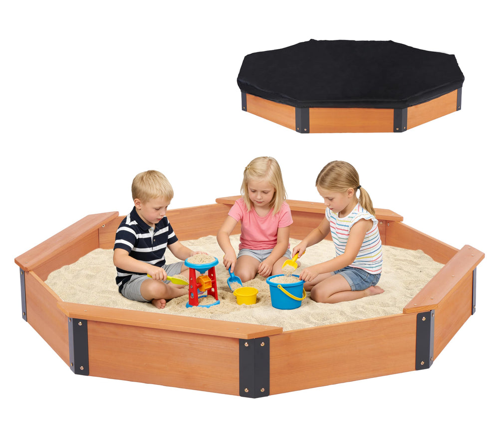 Mederra wooden octagon sandbox outdoor layout supports group play