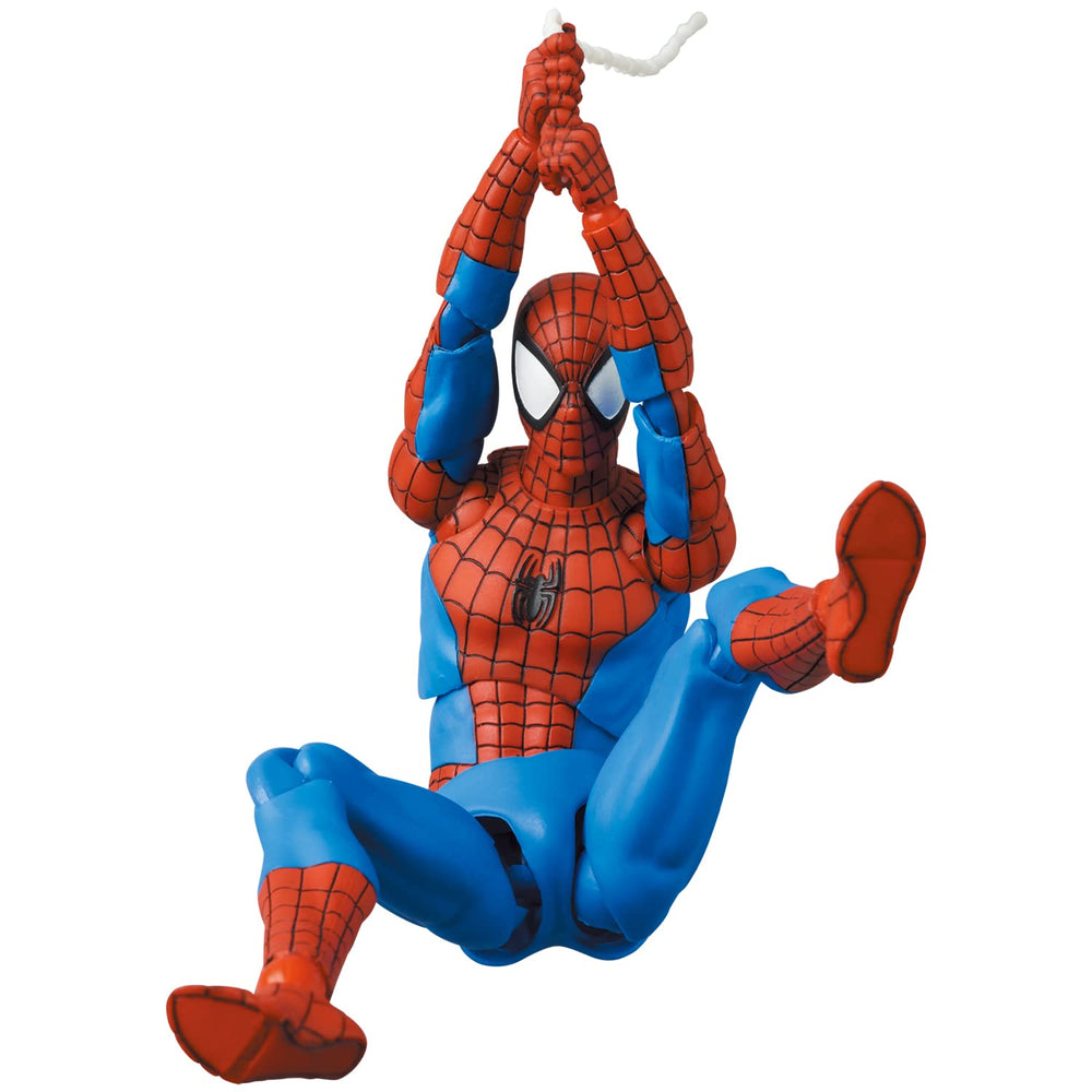MEDICOM TOY MAFEX Spider-Man classic costume figure in dynamic front pose for display.