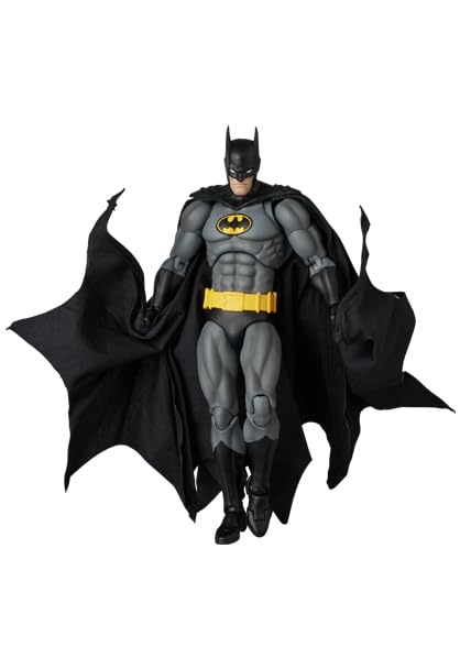 Display-ready Mafex Knight Crusader Batman on shelf with dynamic pose
