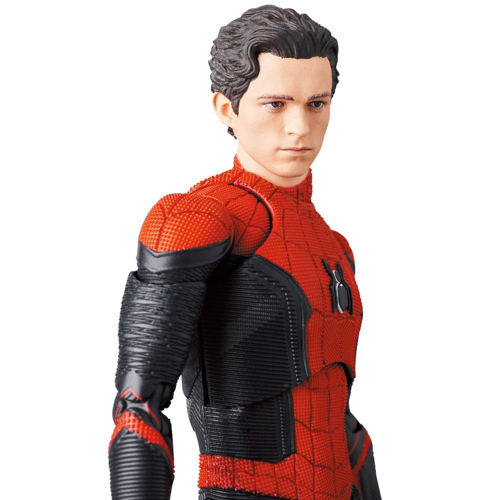 Medicom Toy MAFEX Spider-Man Upgraded Suit movable stand included for stable setups.