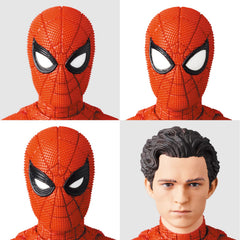 Medicom Toy MAFEX Spider-Man Upgraded Suit web parts enhance action scene recreation.