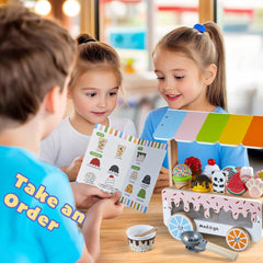 Medoga menu display stand guides orders during playtime.