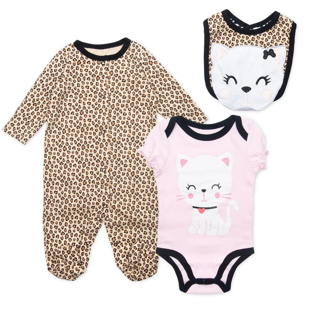 Medylove Reborn doll bib with cat pattern for quick changes.