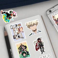 Meet Holiday My Hero stickers on a notebook with bold lasting design