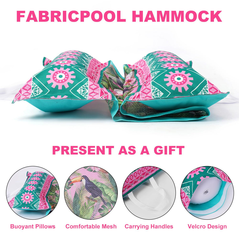 Meetinext botanical hammock float providing body-friendly support for long pool sessions.