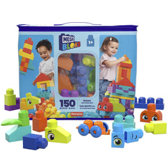 Mega Bloks First Builders 150-piece bag promoting early creative play for toddlers.