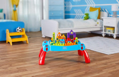 Mega Bloks First Builders easy-grip handle makes on-the-go play simple.