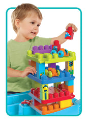 Mega Bloks First Builders storage table keeps blocks organized after play.