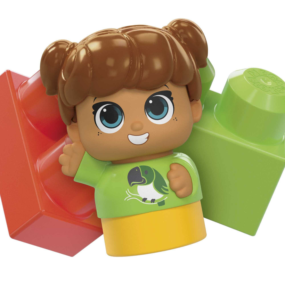 Mega Bloks Fisher-Price table storage area keeps blocks organized.