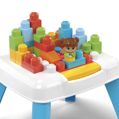 Mega Bloks Fisher-Price Build n Tumble Table tumble button action in use.