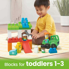 Mega Bloks Fisher-Price sorting center encourages color matching and constructive problem solving.
