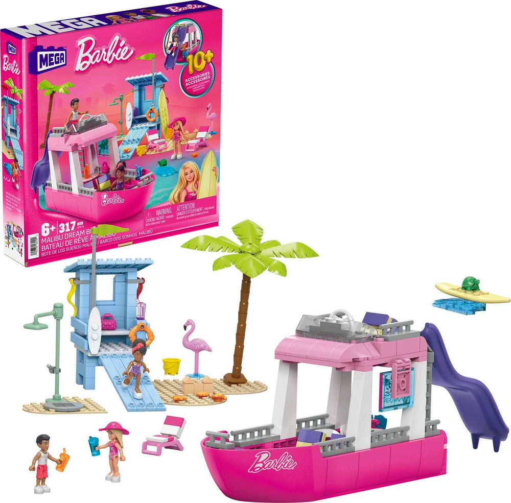 Mega Brands Barbie Dream Boat main deck with lounge seating to spark creative pretend-play adventures.