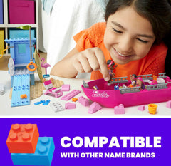 Mega Brands Barbie Dream Boat TV seating area enhances group play and role-play scenarios.