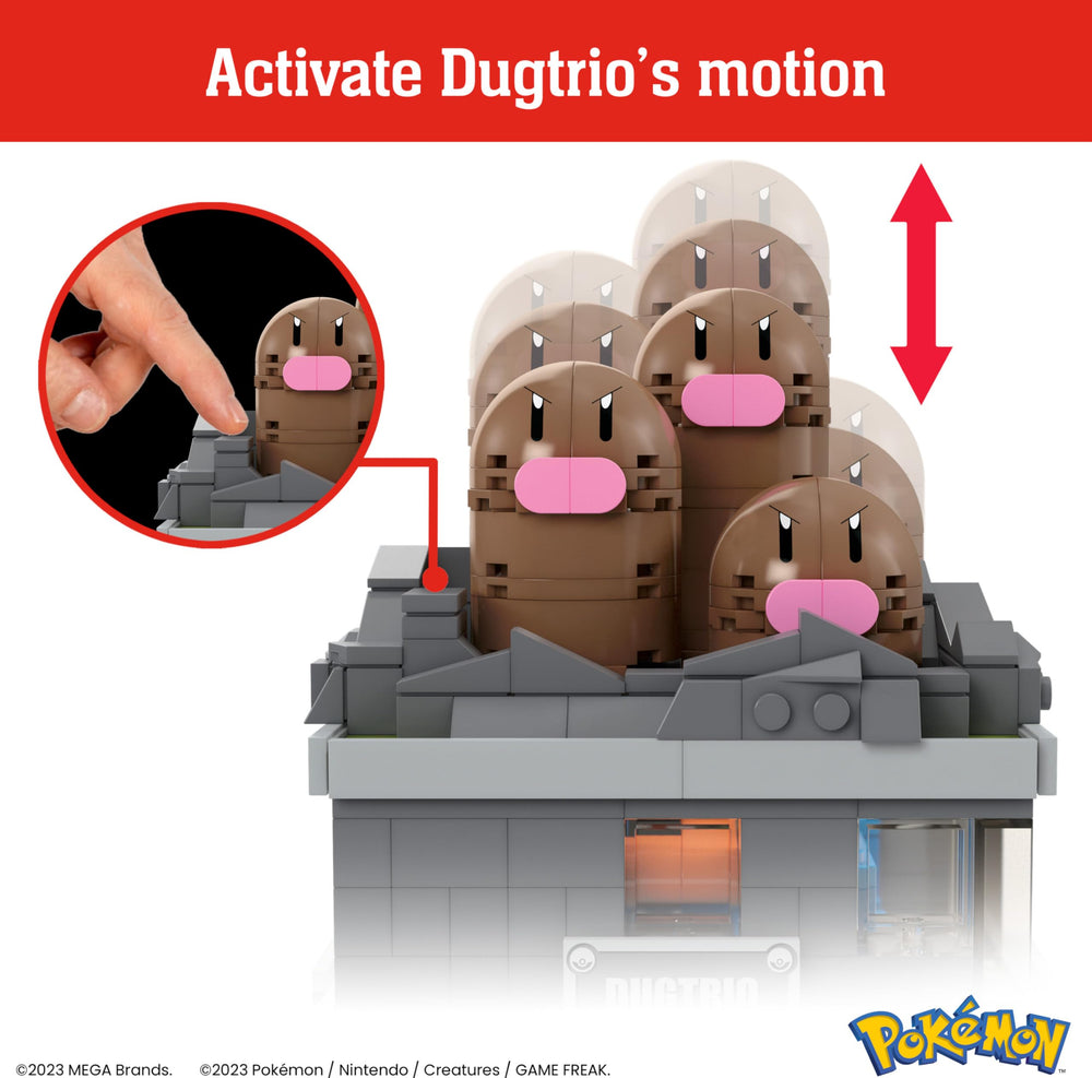 Mega Brands Dugtrio mini-motion with pop-up motion.