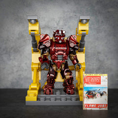 Accessories included with each figure, like Nuka Cola Dark and Hot Rodder magazine.
