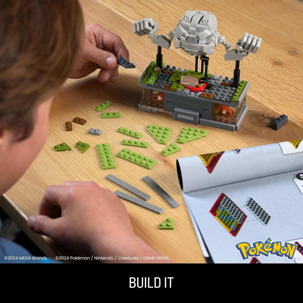 Mega Brands Geodude officially licensed by Pokémon for authentic design.