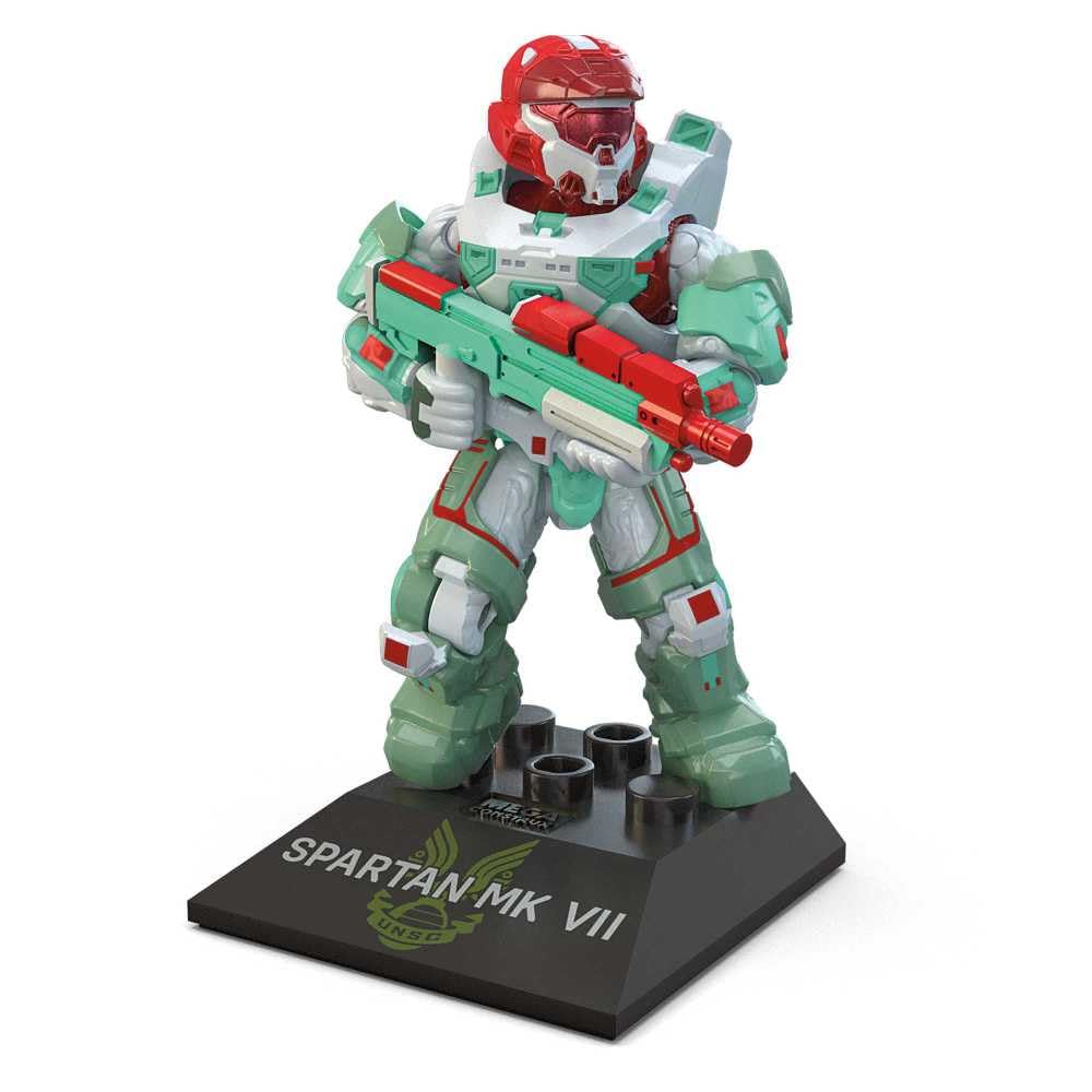 Mega Brands Halo Heroes Spartan MK VII Series 18 armor detail highlights authentic sci-fi styling.
