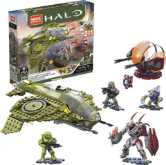 Mega Brands Halo Infinite Wasp aircraft ready for battle, dynamic play in action
