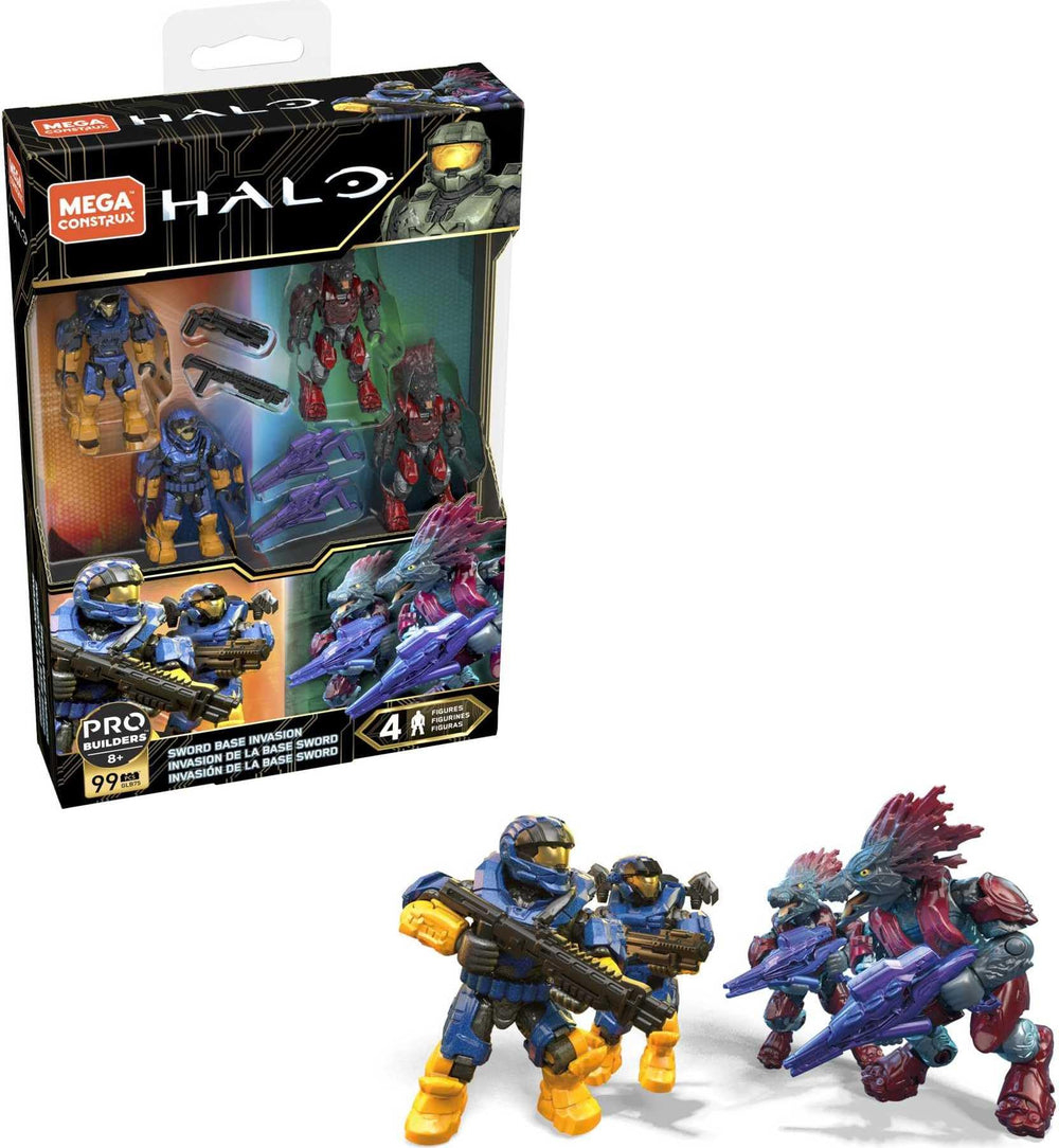Mega Brands Halo Sword Base Invasion Spartan CQC figure with poseable joints for dynamic play