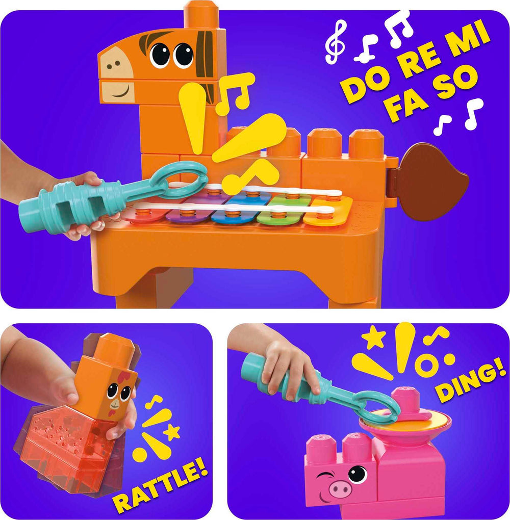 Mega Brands Mega Bloks farm band chick rattle aids auditory discrimination and fine motor skills