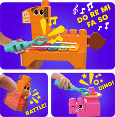 Mega Brands Mega Bloks farm band chick rattle aids auditory discrimination and fine motor skills