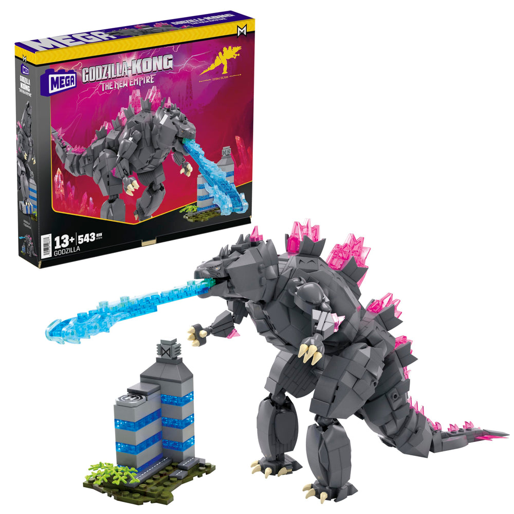 Mega Brands MEGA Godzilla x Kong figure with heat ray effect for dramatic display.
