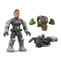 Mega LT. Colonel Kinsano on shelf beside Halo Heroes Series 18 figures.