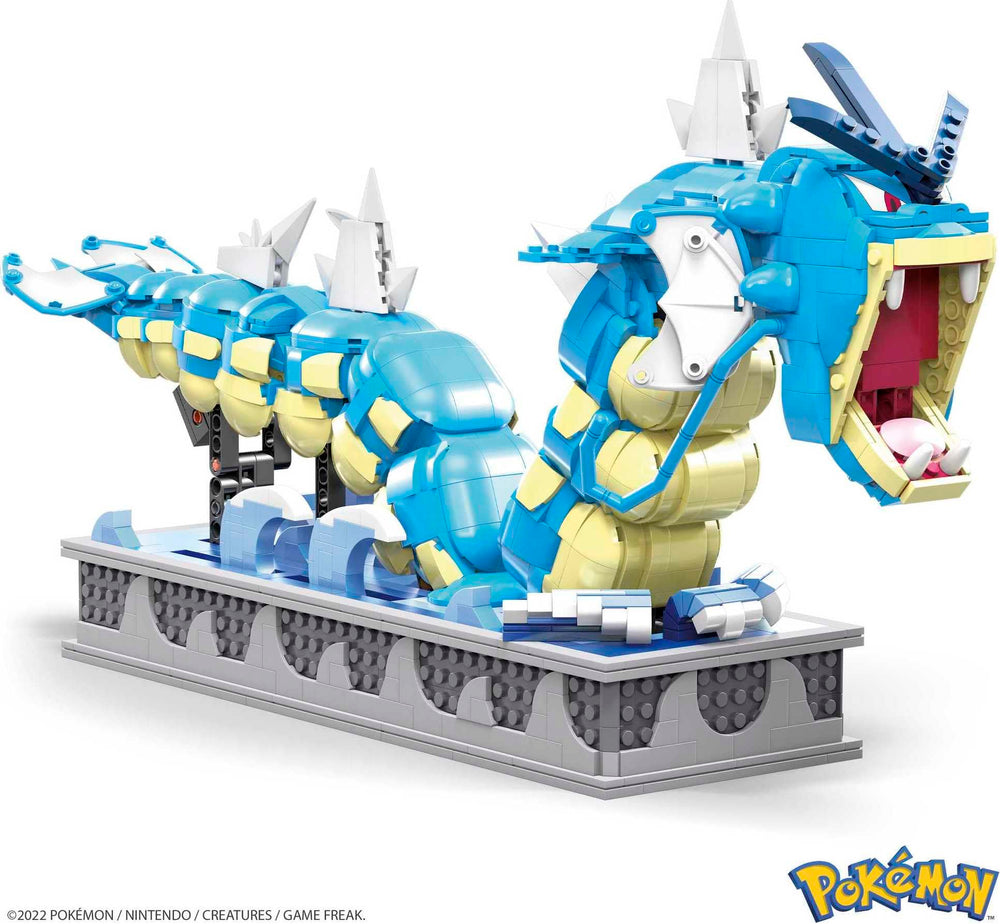 Mega Brands MEGA Pokémon Gyarados flapping tail adds lifelike motion to the model.