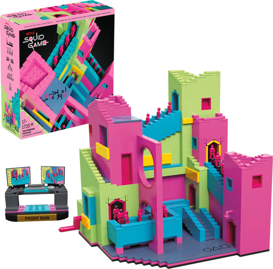 Mega Brands MEGA Squid Game staircase assembly for a vivid display piece.