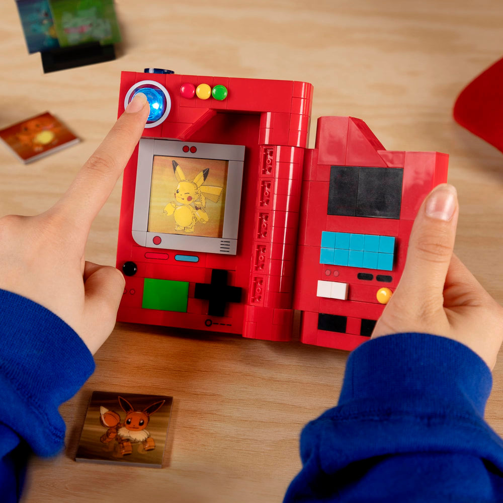 Mega Brands Pokedex lenticular Charmander card enhances shelf appeal.