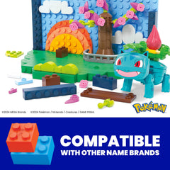 Mega Brands Pokémon Ivysaur figure ready to pose and display with the park scene
