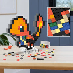 Glumanda wall mount base lets you hang the pixel-art figure for space-saving display